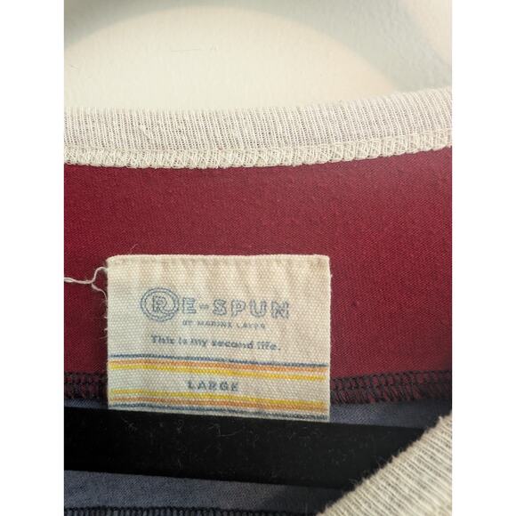 Marine Layer Re-Spun Tee Large Retro Striped Ringer Eco-Friendly Cotton Unisex - Picture 2 of 8